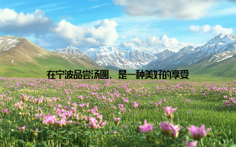 在宁波品尝汤圆, 是一种美好的享受